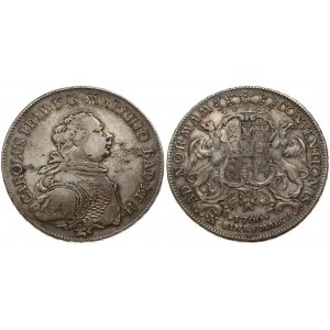 Germany BADEN 1 Thaler 1766 S W. Karl Friedrich(1738-1806). Obverse: Armored bust right. Obverse Legend: CAROLUS FRID...