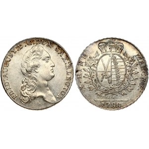 Germany SAXONY 1 Thaler 1788 IEC Friedrich August III(1763-1827). Obverse: Head right. Reverse: Smaller arms. Silver...