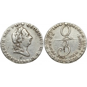 Germany HANNOVER 2/3 Thaler 1814C George III(1760-1820). Obverse: Laureate head right. Reverse: Ornate fraction. Silver...