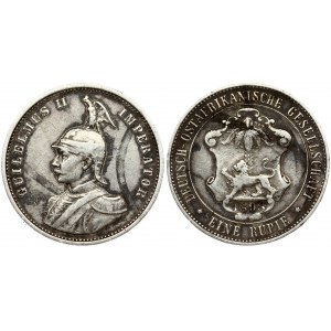 Germany East Africa 1 Rupie 1898 Wihelm II(1888-1918). Obverse: Armored bust left. Reverse: Shielded arms...
