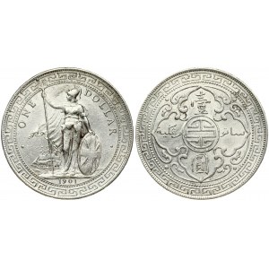 Great Britain 1 Dollar 1901B Victoria (1837-1901). Obverse: Britannia standing. Reverse: Oriental designs on cross...