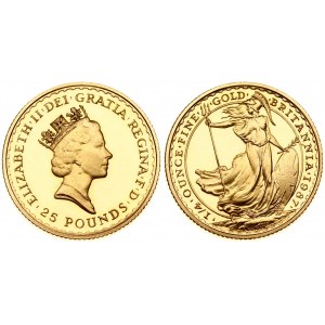 Great Britain 25 Pounds 1987 Elizabeth II(1952-). Obverse: Crowned head right. Reverse: Britannia standing. Gold 8.51g...