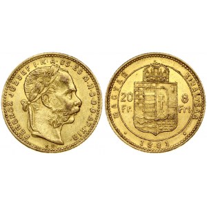 Hungary 8 Forint 20 Francs 1881KB Franz Joseph I(1848-1916). Obverse: Laureate head; right. Reverse...