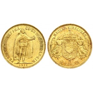 Hungary 10 Korona 1911KB Franz Joseph I(1848-1916). Obverse: Emperor standing. Reverse...