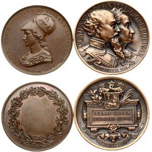 Italy Medal ND (19th Century) & Venezuela Medal 1883 100th birthday of Simon Bolivar...