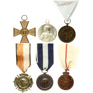 Yugoslavia & Serbia & Macedonia & Greek 6 Medals as Awards (1913-1941). Bronze. Copper. Brass. Weight approx: 115.45g...