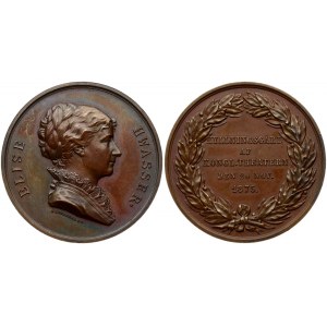 Sweden Medal 1875 Elise Hwasser. By A. Lindberg; 1875, portrait Elise Hwasser. Bronze. Weight approx:  33.12 g...