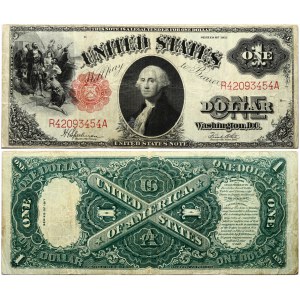 USA 1 Dollar 1917 Banknote. Obverse: Portrait of George Washington red seal to left of portrait...