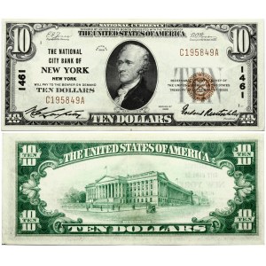 USA 10 Dollars 1929 Banknote. Obverse: Portrait of Alexander Hamilton facing left; center...