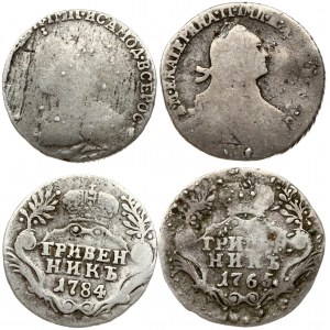 Russia 1 Grivennik 1765 & 1784 Catherine II (1762-1796). Obverse: In the centre a portrait facing right. Reverse...