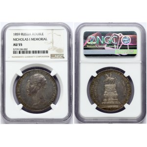 Russia 1 Rouble 1859 'In memory of unveiling of monument to Emperor Nicholas I in St Petersburg'. Alexander II (1854...