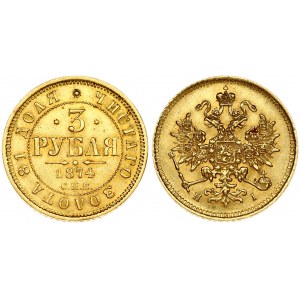 Russia 3 Roubles 1874 СПБ-ΗІ Alexander II (1854-1881). Obverse: Crowned double imperial eagle. Reverse...