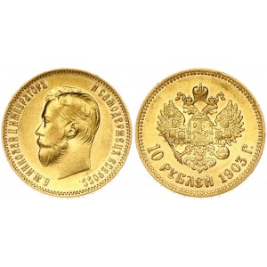 Russia 10 Roubles 1903 (АР) St. Petersburg. Nicholas II (1894-1917). Obverse: Head right. Reverse...