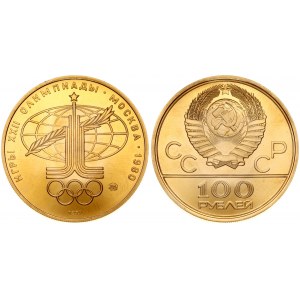 Russia USSR 100 Roubles 1977(m) 1980 Olympics. Obverse: National arms divide CCCP with value below. Reverse...
