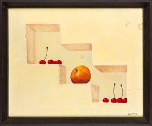Jan TROJAN (ur. 1949), Martwa natura z wiśniami i jabłkiem, 1989