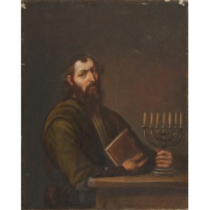 Malarz nieokreślony, XX w., Żyd z księgą i menorą