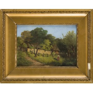 Konstanty Wojciech NIEMCZYKIEWICZ (1848 – 1917), Motyw wiejski - Dziewczyna nad stawem, 1911