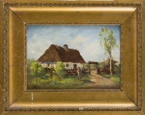 Konstanty Wojciech NIEMCZYKIEWICZ (1848 – 1917), Motyw wiejski - Dziewczyna przed chatą, 1911