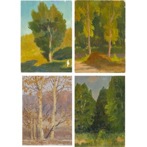 Siergiej NIKIFOROW (1920-2005), Zestaw czterech prac - Drzewa, 1968 - 1979 r.