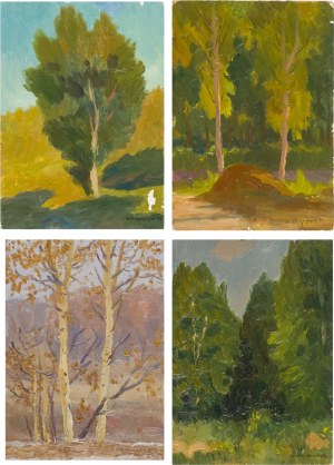 Siergiej NIKIFOROW (1920-2005), Zestaw czterech prac - Drzewa, 1968 - 1979 r.