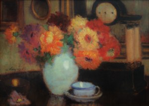 Alfons Karpiński, Martwa natura z kwiatami w wazonie i zegarem
