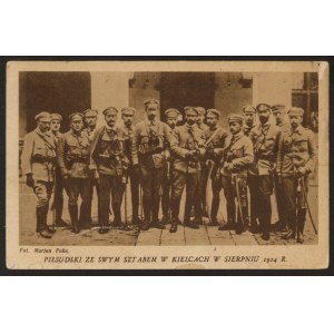 Kielce. Piłsudski ze swoim sztabem w sierpniu 1914 r.