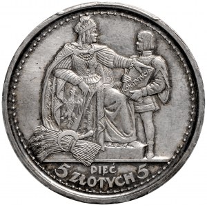 II RP PRÓBA srebro 5 złotych 1925 Konstytucja 81 perełek 