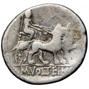 Rep. Rzymska M. Volteius AR-denar 78 r.p.n.e. 