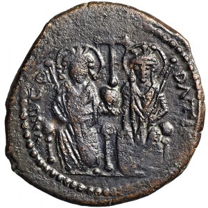 Bizancjum Justyn II i Zofia follis Antiochia