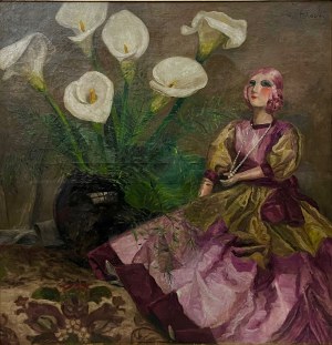 Włodzimierz Błocki(1885-1920),Martwa natura z kaliami i lalką
