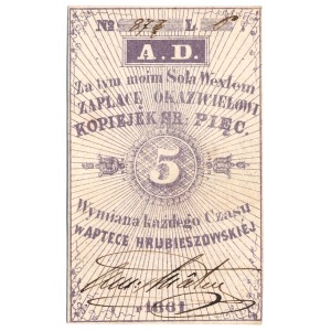Apteka Hrubieszowska 5 kopiejek srebrem 1861 z podpisem 
