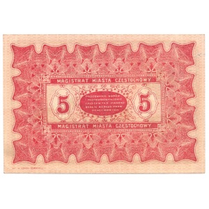 Częstochowa Magistrat Miasta 5 rubli 1915 