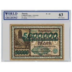 Danzig 5 million mark 1923 WBG 63