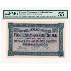 Posen 25 ruble 1916 - C - PMG 55 RARE