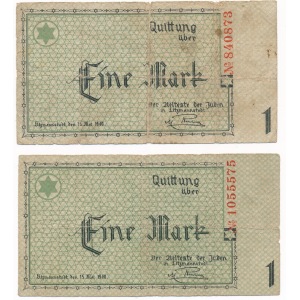 2 x 1 mark 1940 6 and 7 digit serial number without letter A - Rare