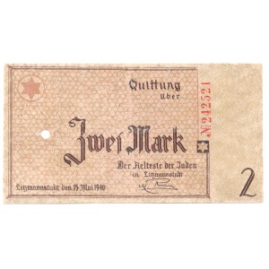 2 mark 1940 Getto Litzmannstadt font type 2 - Excetpionally rare