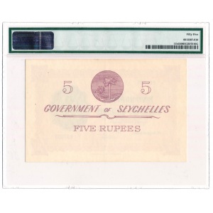 Seychelles/ British Administration 5 rupees 1960 PMG 55 - Rare 