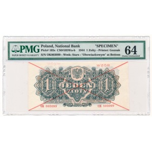 1 złoty 1944 ...owym Specimen PMG 64