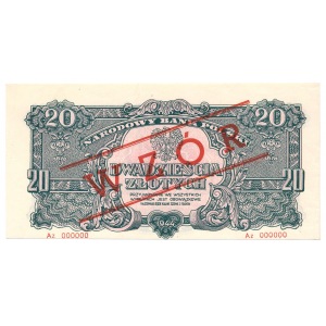 20 złotych 1944 Wzór Az 000000 - niezwykle rzadki 