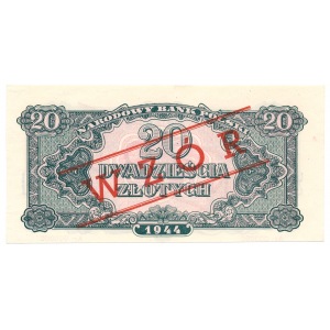 20 złotych 1944 Wzór Az 000000 - niezwykle rzadki 