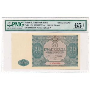 20 zloty 1946 Specimen B 0000000 PMG 65 EPQ Rare