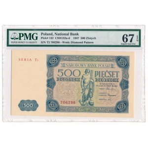 500 złotych 1947 - T2 - PMG 67 EPQ - wyśmienity 