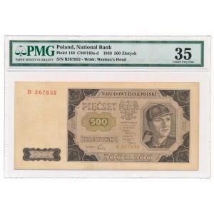 500 złotych 1948 - B - PMG 35 - bardzo rzadki 