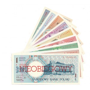 Set of 1 to 500 zloty 01.03.1990