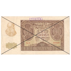 100 złotych 1940 - D - Muster - fałszywy wzór