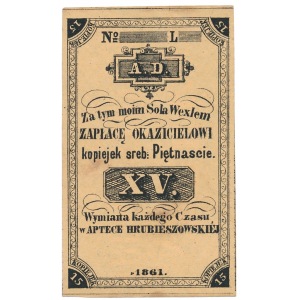 Apteka Hrubieszowska 15 kopiejek 1861