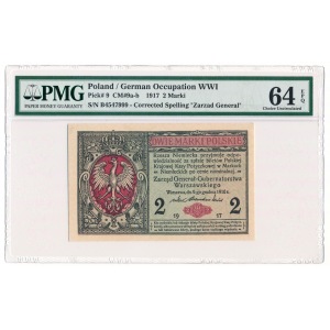 2 mark General 1916 -B- PMG 64 EPQ 