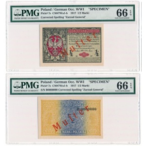 1/2 mark 1916 Generał Specimen obverse and reverse PMG 66 EPQ
