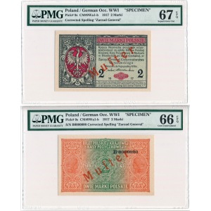 2 mark Generał 1916 Specimen obverse and reverse PMG 67 and 66 EPQ