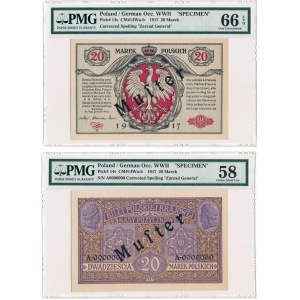 20 mark 1916 General Specimen obverse and reverse PMG 58 and 66 EPQ